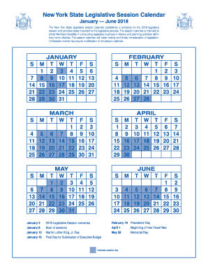 Fillable Online The New York State legislative session calendar