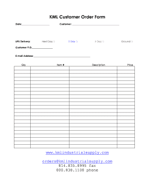 KML Customer Order Form