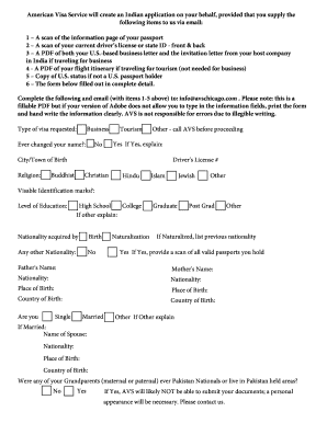 American Visa Service will create an Indian application on your behalf, provided that you supply the