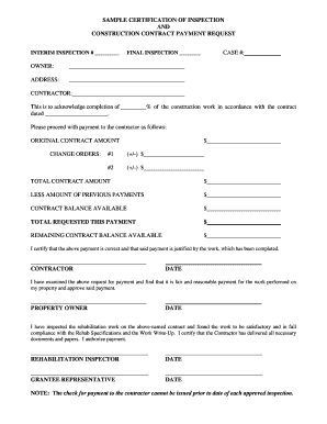 SAMPLE CERTIFICATION OF INSPECTION