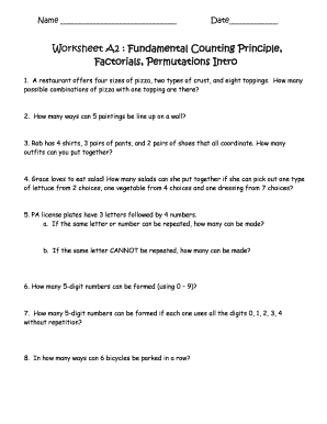 Fundamental Counting Principle Worksheet - Fill and Sign Printable Template  Online