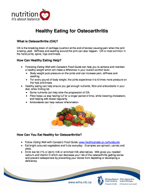 Fillable Online Healthy Eating for Osteoarthritis Fax Email Print ...