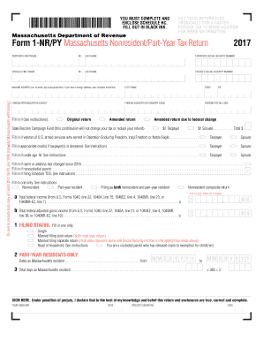 fillable online form 1 nr py massachusetts nonresident part year tax form 1nr py