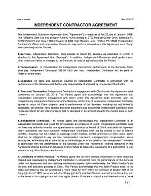 This Independent Contractor Agreement (this "Agreement") is made as of this 22 day of January, 2018,