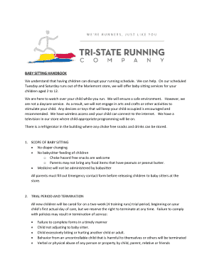 Fillable Online BABY SITTING HANDBOOK Fax Email Print - pdfFiller