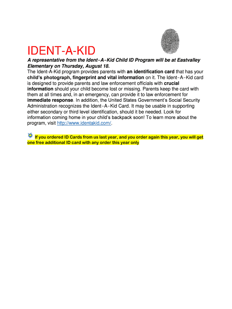 Fillable Online IDENTAKID Fax Email Print pdfFiller
