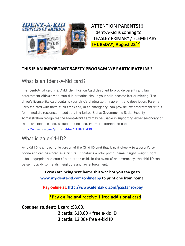 Fillable Online What is an IdentAKid card Fax Email Print pdfFiller