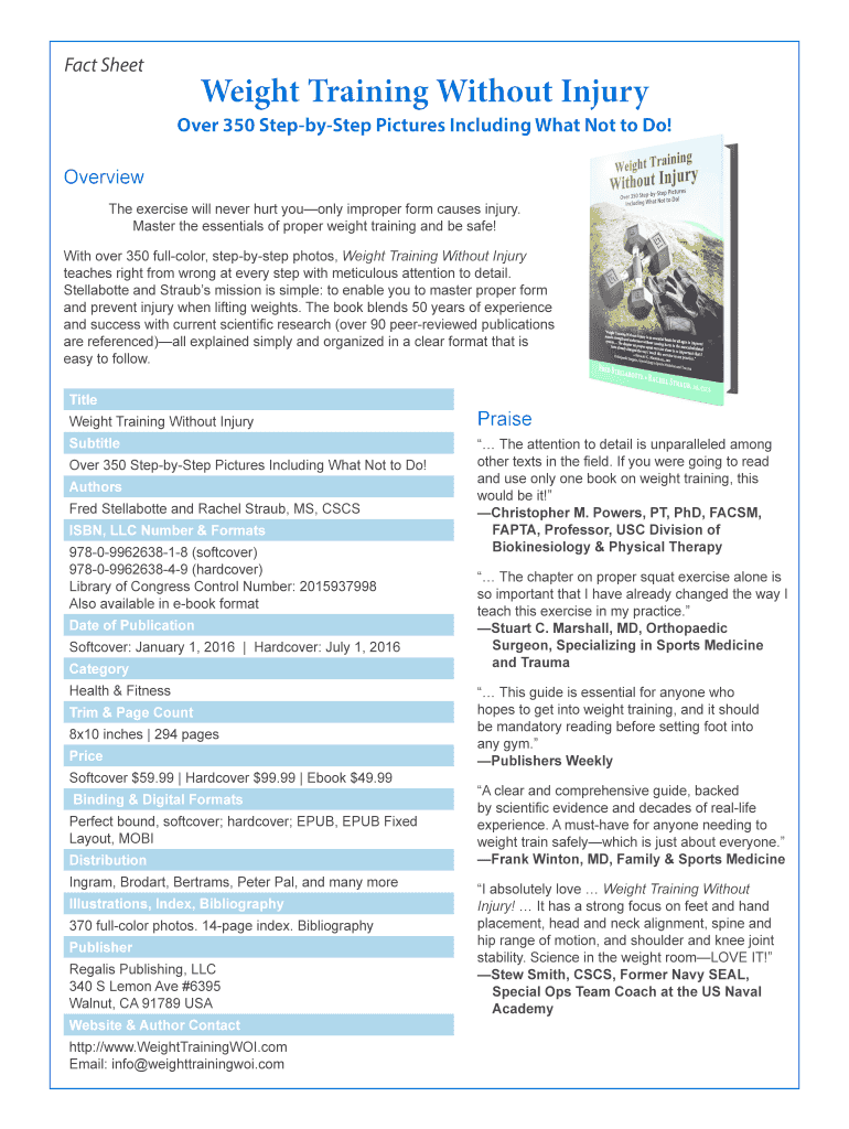 Fillable Online Weight Training Without Injury Fax Email Print pdfFiller