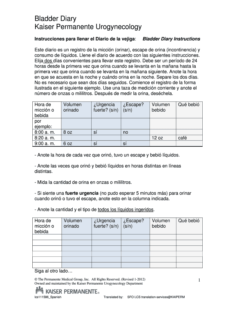 Fillable Online Kaiser Permanente Urogynecology Fax Email Print pdfFiller