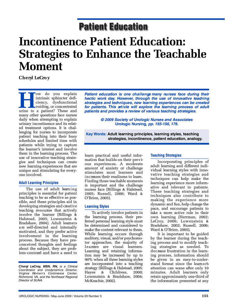 Fillable Online Incontinence Patient Education Fax Email Print pdfFiller