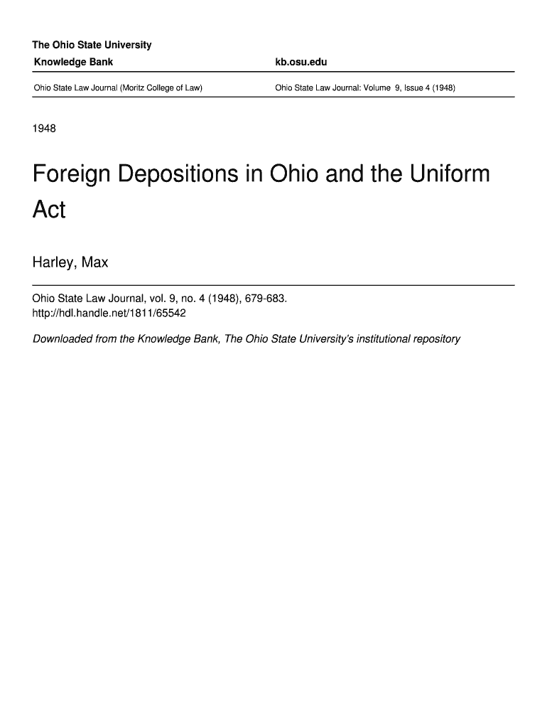 Fillable Online Foreign Depositions in Ohio and the Uniform Fax Email