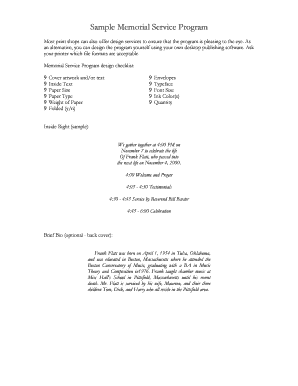 Fillable Online Sample Memorial Service Program Fax Email Print - pdfFiller