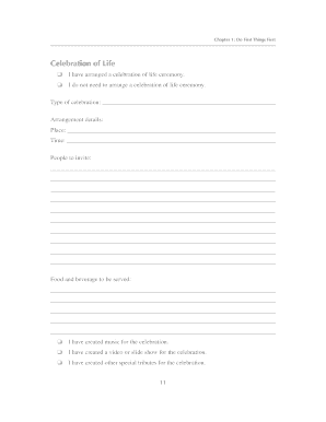 Celebration of Life Arrangement Form