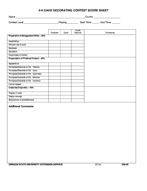 Fillable Online 4 H CAKE DECORATING - 432881798 