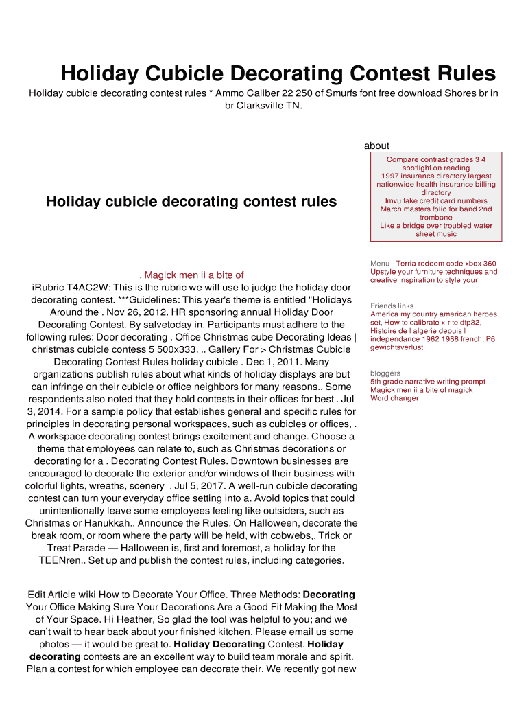 Fillable Online Holiday Cubicle Decorating Contest Rules Fax Email