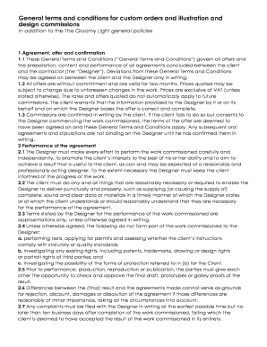 General terms and conditions for custom orders and illustration and
