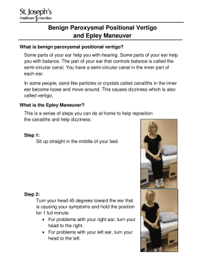 Fillable Online Benign Paroxysmal Positional Vertigo Fax Email Print - pdfFiller