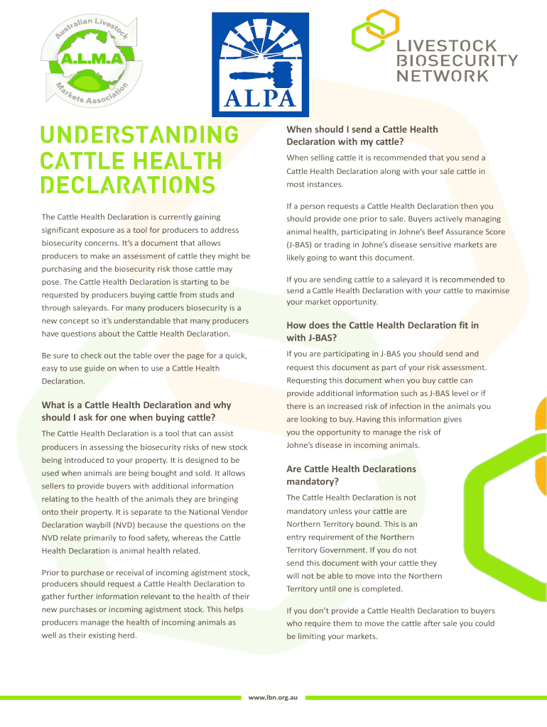 Fillable Online CATTLE HEALTH Fax Email Print pdfFiller