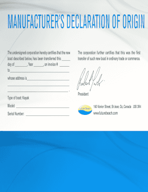 manufacturer s declaration of origin - Fill, Print & Download Online