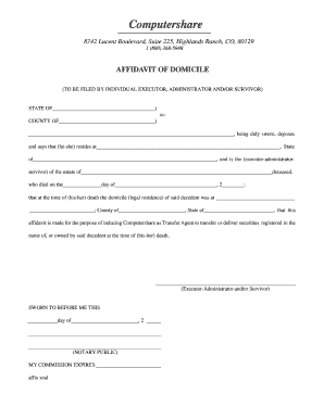 editable affidavit of domicile computershare fill print computershare affidavit of domicile form