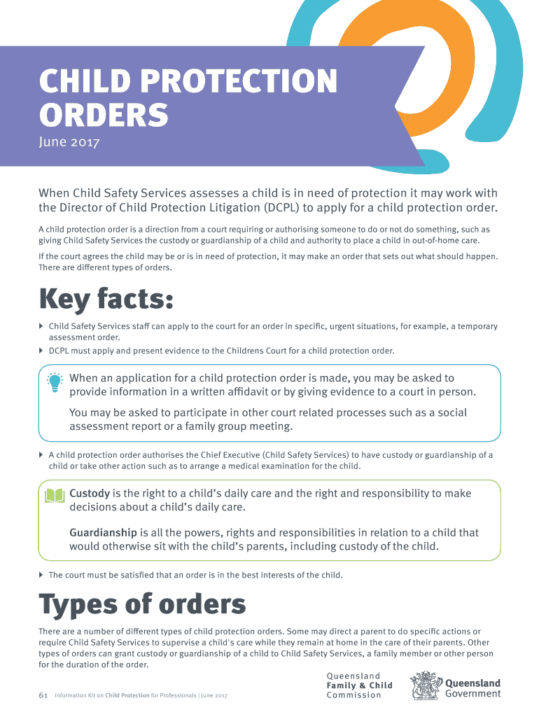 Fillable Online When Child Safety Services assesses a child is in need of protection it may work