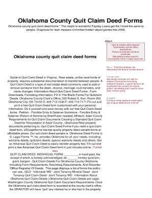 Fillable Online Oklahoma County Quit Claim Deed Forms Fax Email Print - pdfFiller