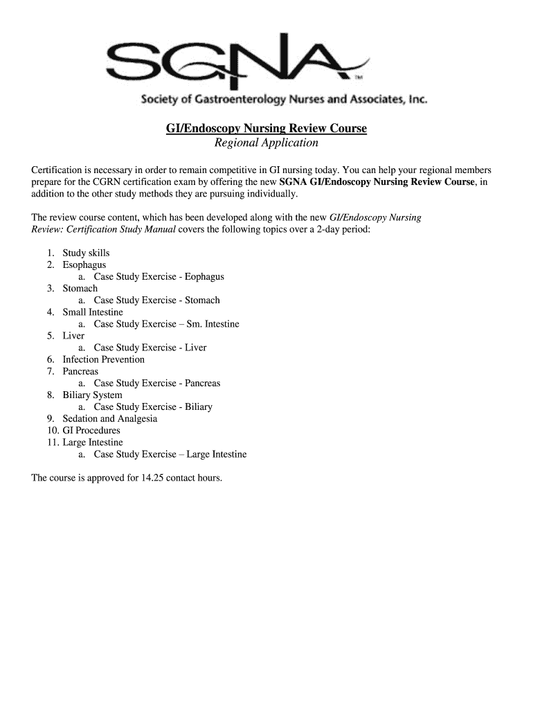 Fillable Online GI/Endoscopy Nursing Review Course Fax Email Print