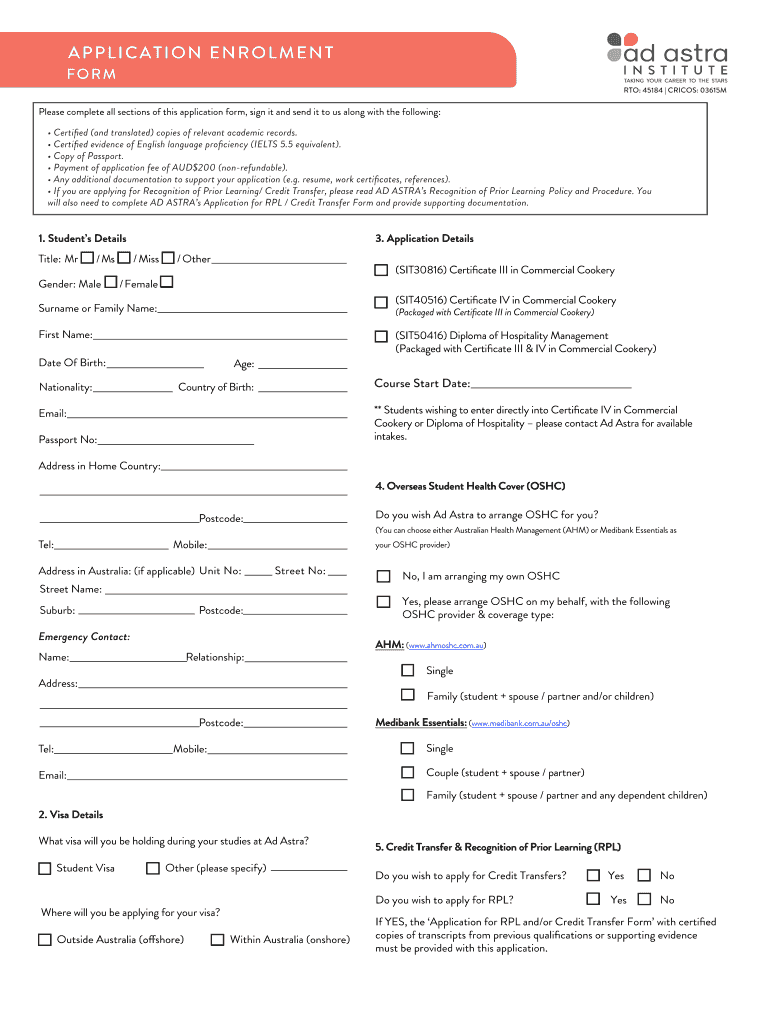 Fillable Online Please complete all sections of this application form ...