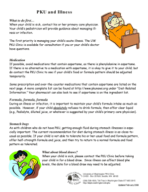 Fillable Online PKU and Illness Fax Email Print - pdfFiller