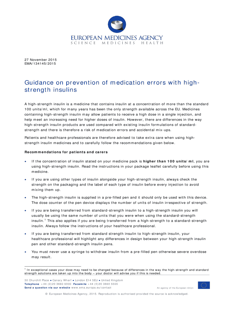 Fillable Online Guidance on prevention of medication errors with