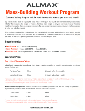 Fillable Online Mass-Building Workout Program Fax Email Print - pdfFiller