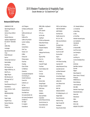 Fillable Online Sample Attendee List By Establishment Type Fax Email ...