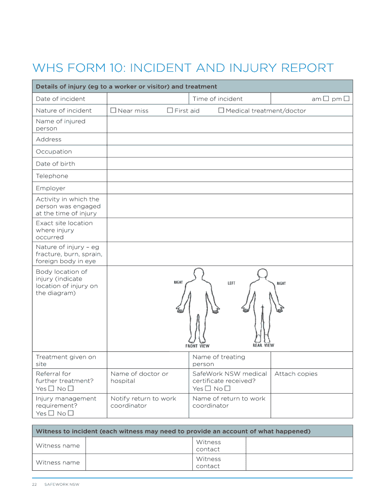 Whs Form 22 - Fill Online, Printable, Fillable, Blank  pdfFiller In Incident Report Form Template Qld