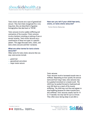 Fillable Online Tonic-clonic seizures are a type of generalized Fax ...