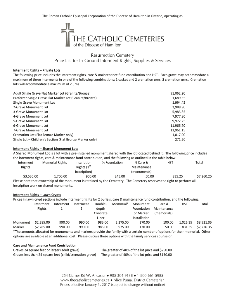 Fillable Online Interment Rights Private Lots Fax Email Print - pdfFiller