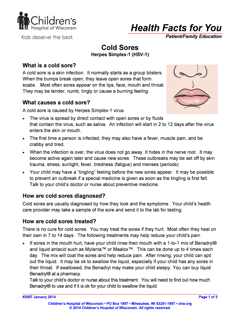 Fillable Online Cold Sores Fax Email Print - pdfFiller