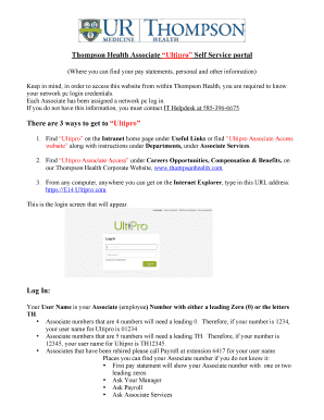 Ultipro Thompson Health - Fill Online, Printable, Fillable, Blank |  pdfFiller