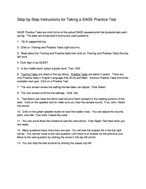 Fillable Online Step-by-Step Instructions for Taking a SAGE Practice Test Fax Email Print ...