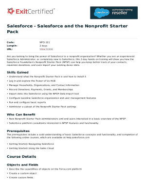 Fillable Online Salesforce - Salesforce and the Nonprot Starter Fax Email Print - pdfFiller