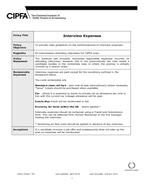 Fillable Online To provide clear guidelines on the reimbursement of ...