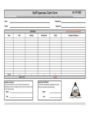 Staff Expenses Claim Form