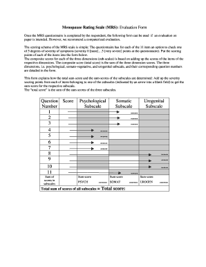 Fillable Online Menopause Rating Scale Mrs Evaluation Form Fax Email Print Pdffiller