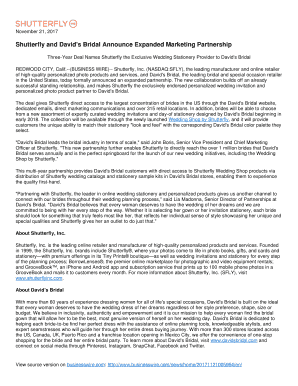 Shutterfly and David's Bridal Announce Expanded Marketing Partnership