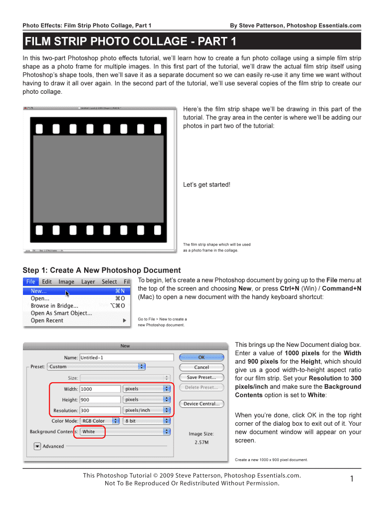 Fillable Online Photo Effects Film Strip Photo Collage, Part 1 Fax