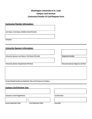 Contractor/Vendor ID Card Request Form