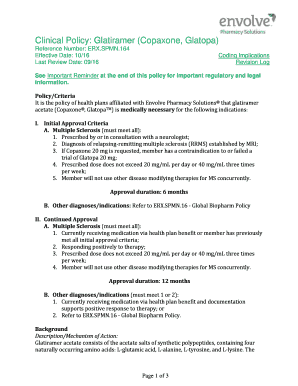 Fillable Online Clinical Policy: Glatiramer (Copaxone, Glatopa) Fax ...