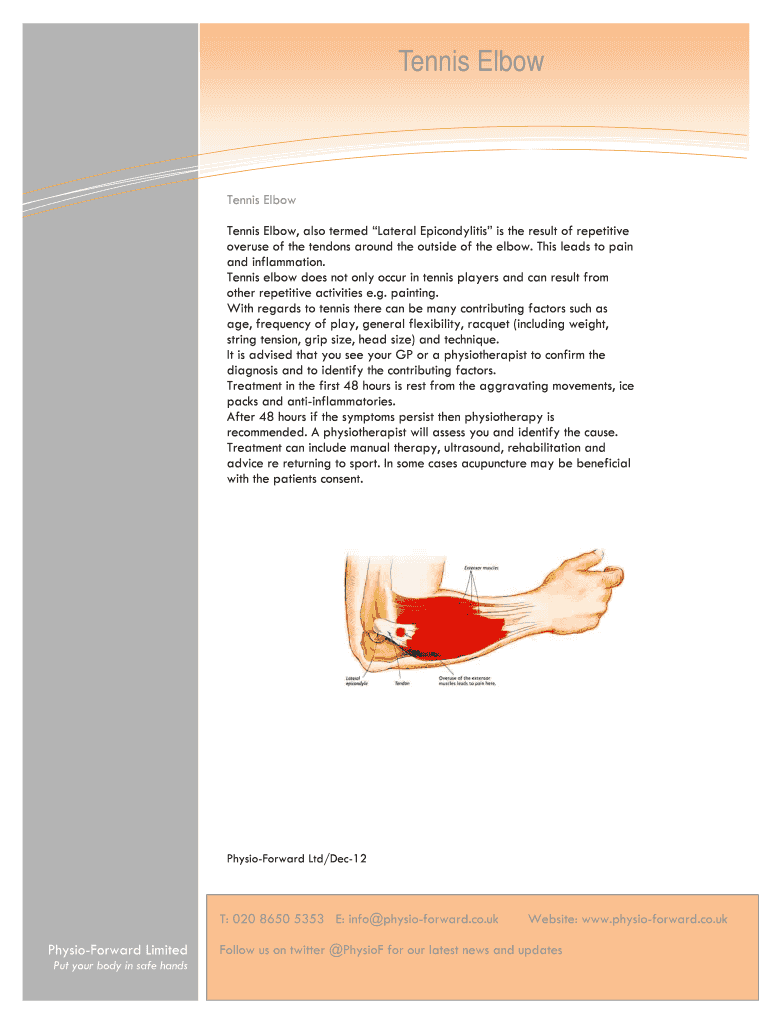 Fillable Online Tennis Elbow Fax Email Print - pdfFiller