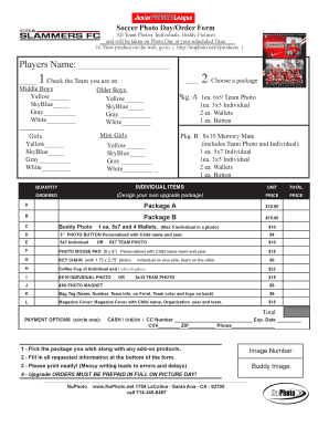 Fillable Online Soccer Photo Day/Order Form Fax Email Print - pdfFiller