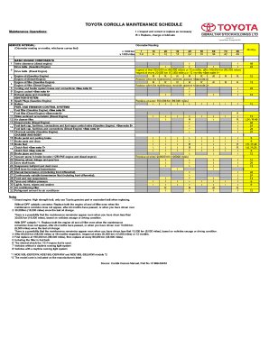 Fillable Online TOYOTA COROLLA MAINTENANCE SCHEDULE Fax Email Print ...