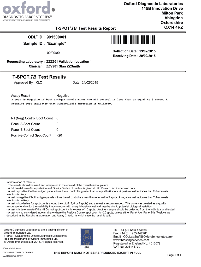 Fillable Online TB Test Results Report Fax Email Print PdfFiller